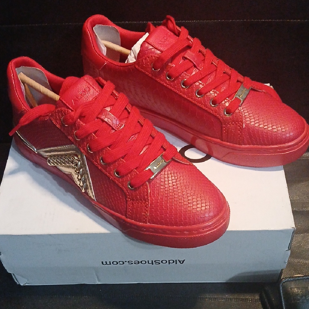 Aldo Red and Gold Women's Sneakers